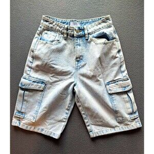 Rise Supply Co Women’s Size 3J Light Wash Denim Cargo Bermuda Shorts Y2K Utility